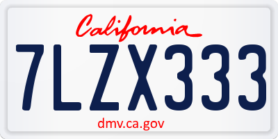 CA license plate 7LZX333