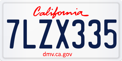 CA license plate 7LZX335