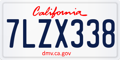 CA license plate 7LZX338