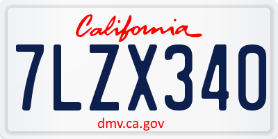 CA license plate 7LZX340