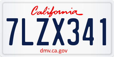 CA license plate 7LZX341