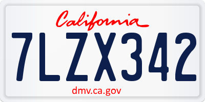 CA license plate 7LZX342