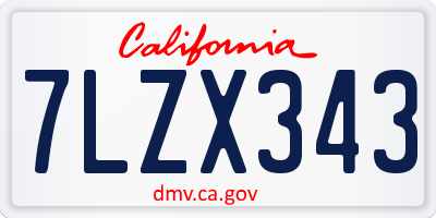 CA license plate 7LZX343