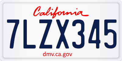 CA license plate 7LZX345