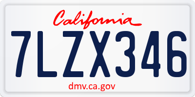 CA license plate 7LZX346