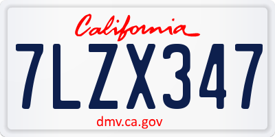 CA license plate 7LZX347