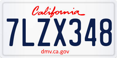 CA license plate 7LZX348