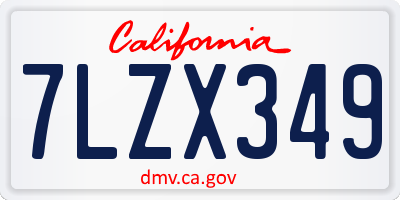 CA license plate 7LZX349