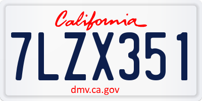 CA license plate 7LZX351