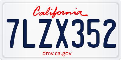 CA license plate 7LZX352