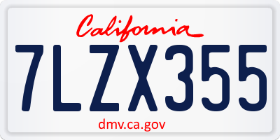 CA license plate 7LZX355