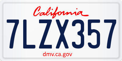 CA license plate 7LZX357