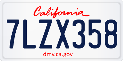 CA license plate 7LZX358
