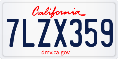 CA license plate 7LZX359