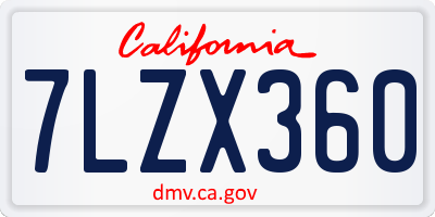 CA license plate 7LZX360