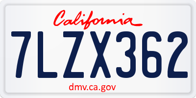 CA license plate 7LZX362