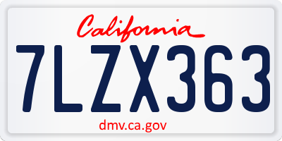CA license plate 7LZX363