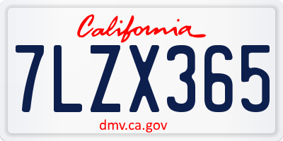 CA license plate 7LZX365
