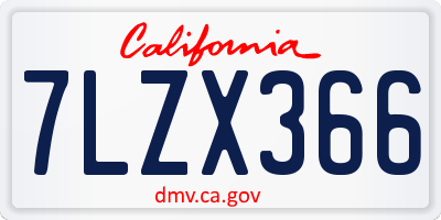 CA license plate 7LZX366