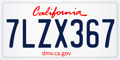 CA license plate 7LZX367