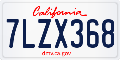 CA license plate 7LZX368
