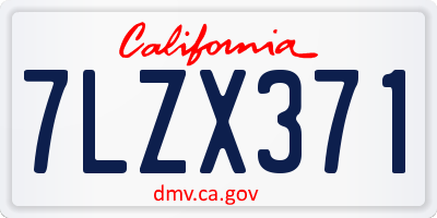 CA license plate 7LZX371