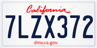 CA license plate 7LZX372