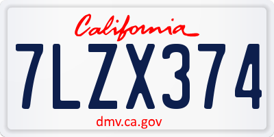 CA license plate 7LZX374