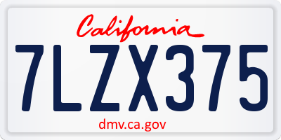 CA license plate 7LZX375