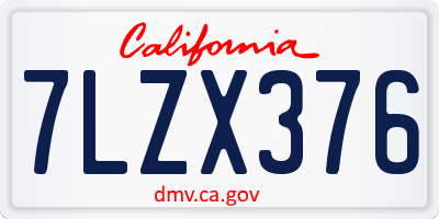 CA license plate 7LZX376
