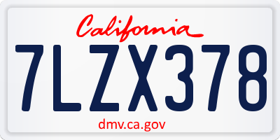 CA license plate 7LZX378