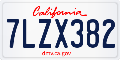 CA license plate 7LZX382