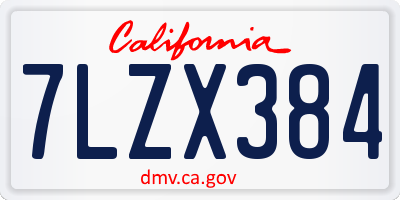 CA license plate 7LZX384