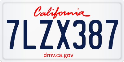 CA license plate 7LZX387