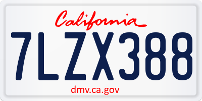 CA license plate 7LZX388