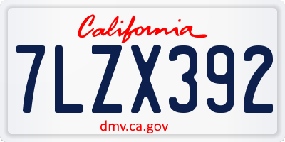 CA license plate 7LZX392