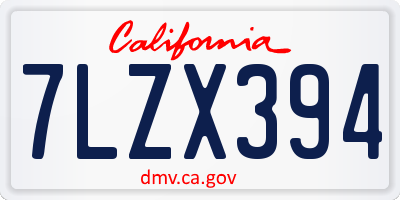 CA license plate 7LZX394
