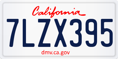 CA license plate 7LZX395