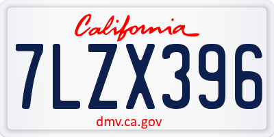 CA license plate 7LZX396