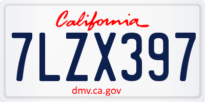 CA license plate 7LZX397