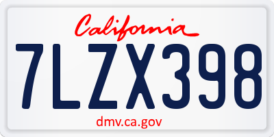 CA license plate 7LZX398