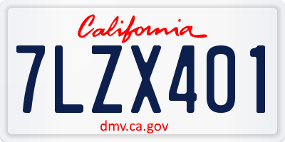 CA license plate 7LZX401