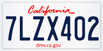 CA license plate 7LZX402