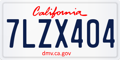 CA license plate 7LZX404
