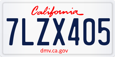 CA license plate 7LZX405