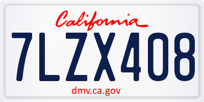 CA license plate 7LZX408