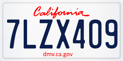 CA license plate 7LZX409