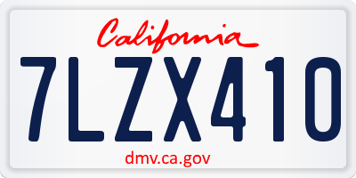 CA license plate 7LZX410