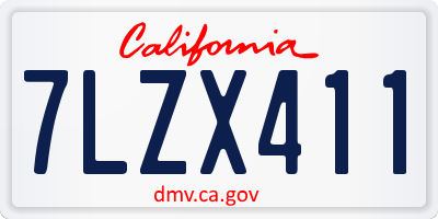 CA license plate 7LZX411