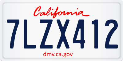 CA license plate 7LZX412